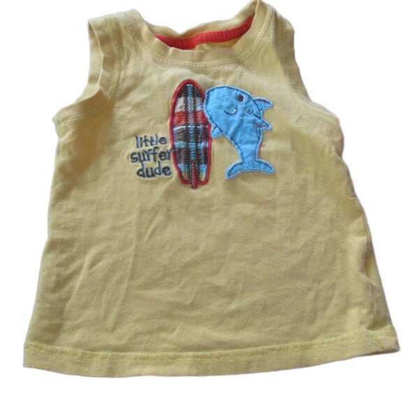 Jumping Beans Pullover Sleeveless Tank Top Boys Size 18M Yellow Surfing Shark - Picture 1 of 4